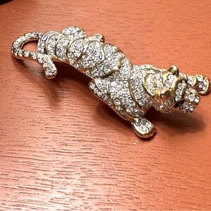 🛑SOLD Vintage Brooch rhinestone gold plated Panther